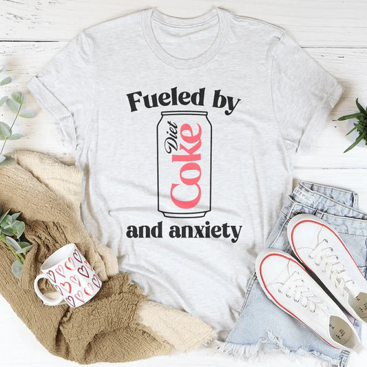 Relatable Daily Struggle Shirt – "Fueled By Diet Coke & Anxiety" Graphic Tee