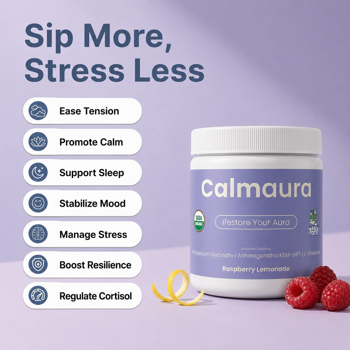 Calmaura Organic Drink Mix with Celtic Sea Salt®