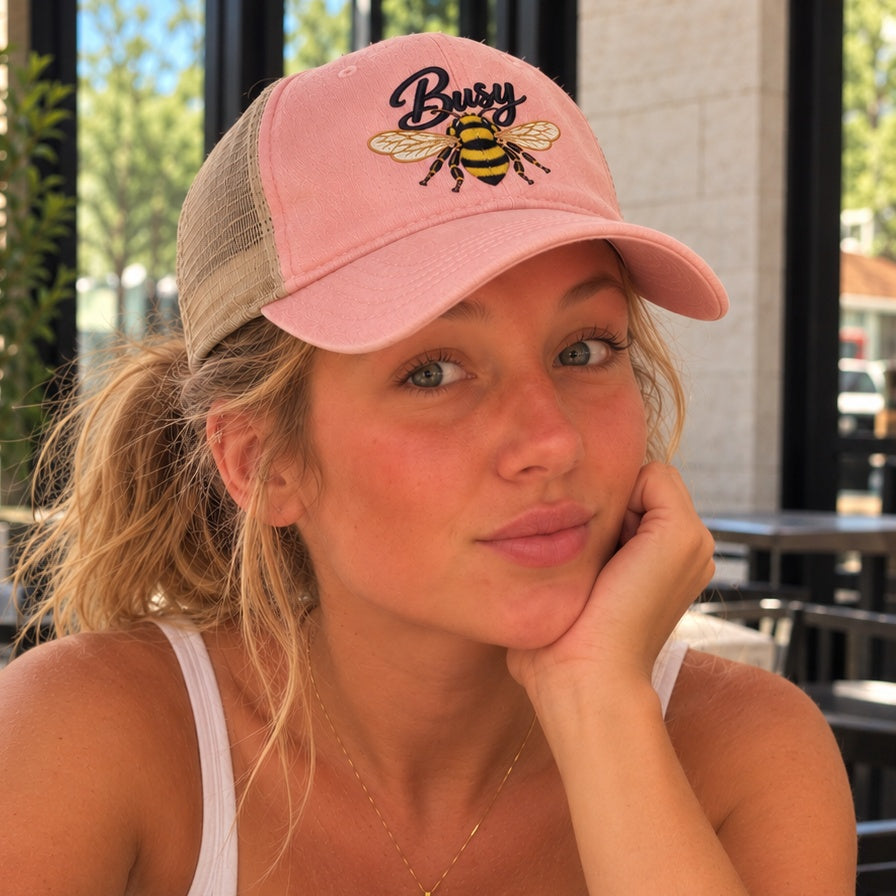 Busy Bee Ponytail Trucker Hat